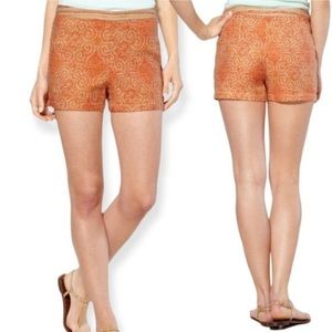 FREE PEOPLE Orange and Red Geo Printed Shorts size 0 NWOT